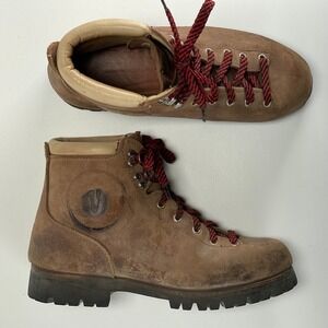 Vintage Vasque Hiking Boots Mens 7.5 Brown Leather Mountaineering Lace Up‎ Italy